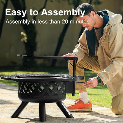 2-in-1 Wood Fire Pit will Grill