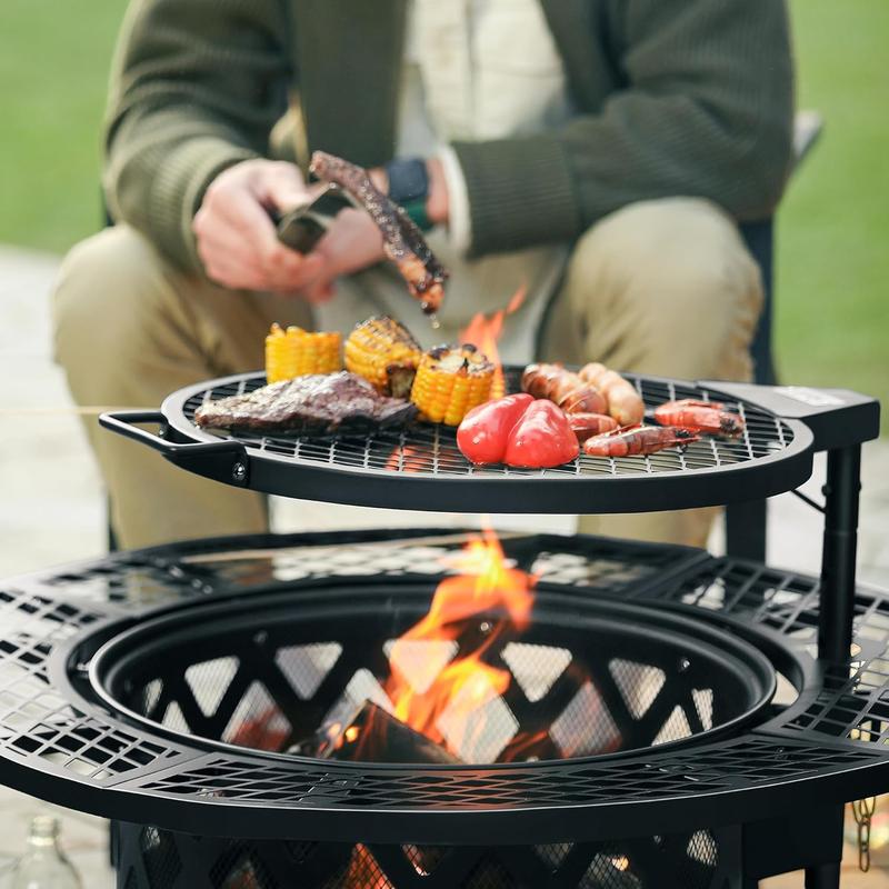 2-in-1 Wood Fire Pit will Grill
