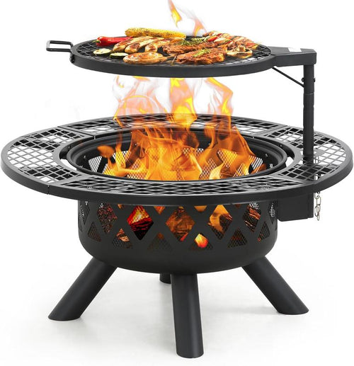 2-in-1 Wood Fire Pit will Grill