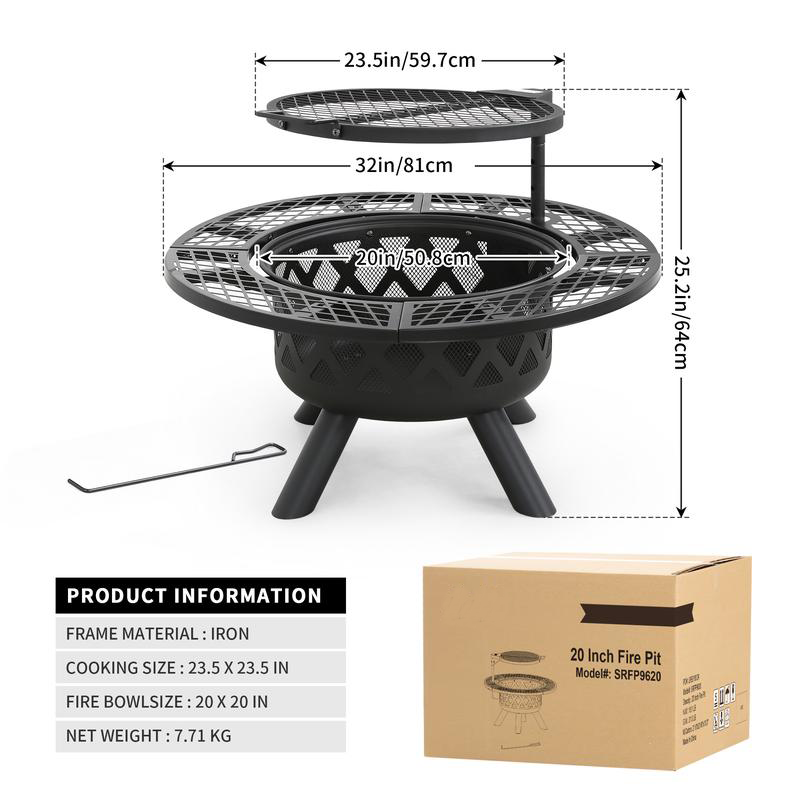 2-in-1 Wood Fire Pit will Grill