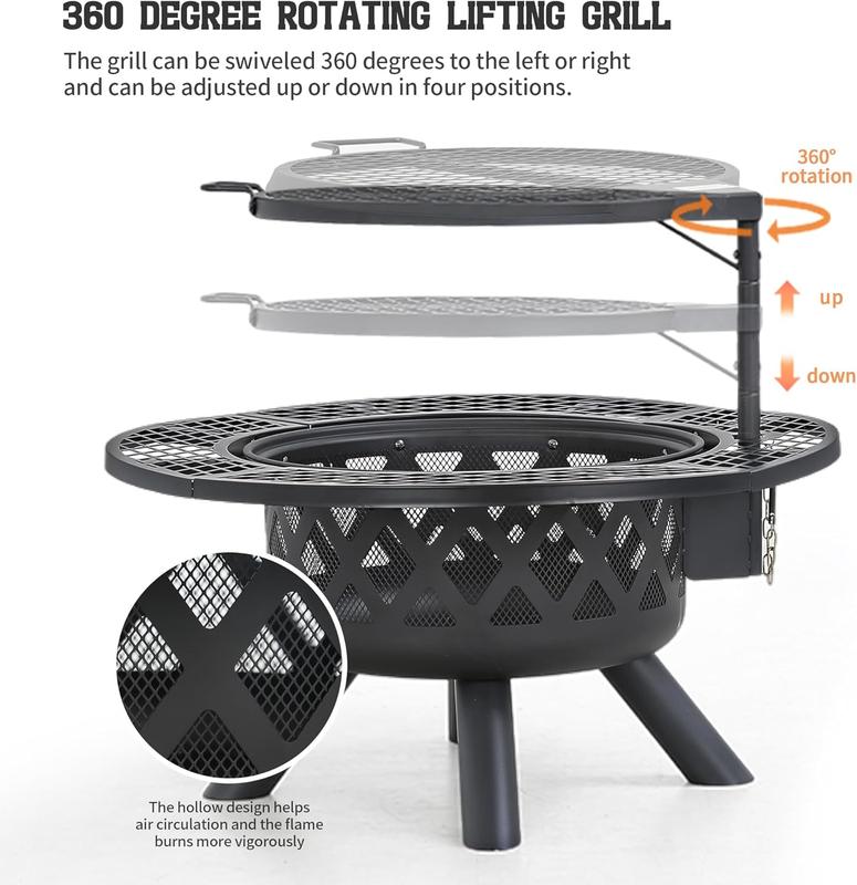 2-in-1 Wood Fire Pit will Grill