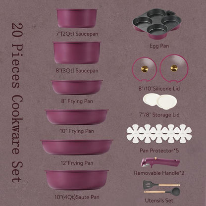 20pcs Nonstick Cookware Set