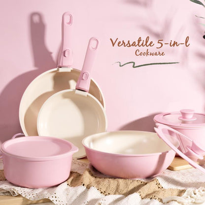 20pcs Non-Stick Pots and Pans Set with Detachable Handle