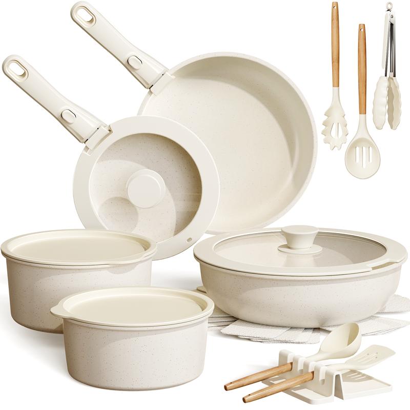 20pcs Non-Stick Pots and Pans Set with Detachable Handle